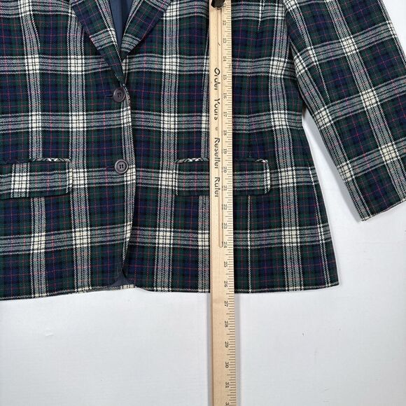 Pendleton Blazer Jacket Womens Size 12 Green Red Plaid Holidays Christmas Wool - Picture 9 of 10